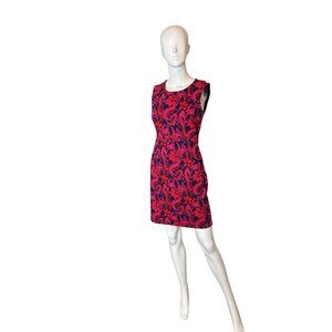 Lands' End Women's Vibrant Pink/Blue Sleeveless Sheath Dress Petite Size 8